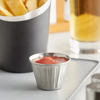 American Metalcraft 2.5 oz. Fluted Stainless Steel Sauce Cup - 12/Case