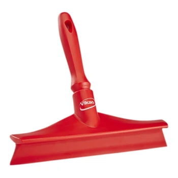Vikan 71254 9 5/8" Red Ultra-Hygienic Single Blade Rubber Table Squeegee with Plastic Frame