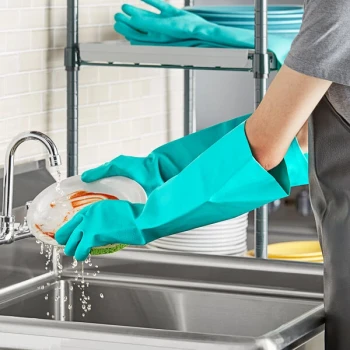 San Jamar Nitrile Green 19" 22 Mil Gloves - Small - Pair