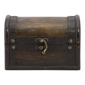 American Metalcraft Securit 6" x 4" x 4 1/4" Wooden Treasure Box Bill Presenter MCBPBOXAN - 10/Case