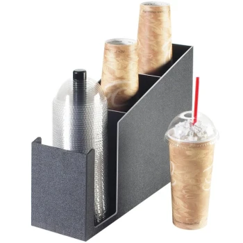 Cal-Mil 724 Classic Black 3-Section Countertop Cup and Dome Lid Organizer