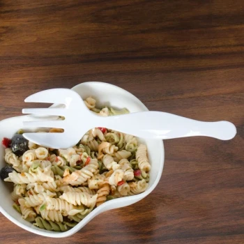 Fineline 3301-WH Platter Pleasers White Plastic 8 1/2" Serving Fork - 144/Case