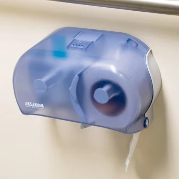 San Jamar R3600TBL Versatwin Double Roll Standard Toilet Tissue Dispenser - Arctic Blue
