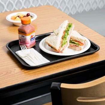 Choice 10" x 14" Black Plastic Fast Food Tray - 48/Case
