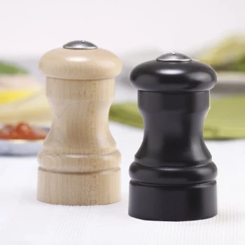 Chef Specialties 04556 Professional Series 4" Customizable Capstan Ebony Pepper Shaker and Natural Salt Shaker Set