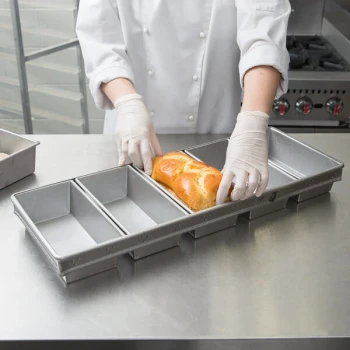 Chicago Metallic 44955 1 1/2 lb. 5-Strap Glazed Aluminized Steel Bread Loaf Pan - 12 1/4 inch x 4 1/2 inch x 2 3/4 inch