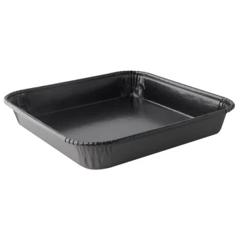 Solut 13158 8" x 8" Take, Bake, and Serve Oven Safe Black Solid Board Rolled Rim Tray - 240/Case