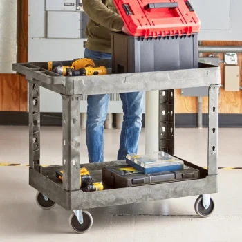 Lavex Large Gray 2-Shelf Utility Cart - 40 3/4" x 25 1/2" x 33 1/2"