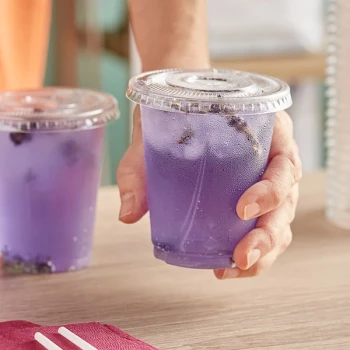 Choice 7 oz. Clear PET Plastic Cold Cup With Flat Lid - 50/Pack