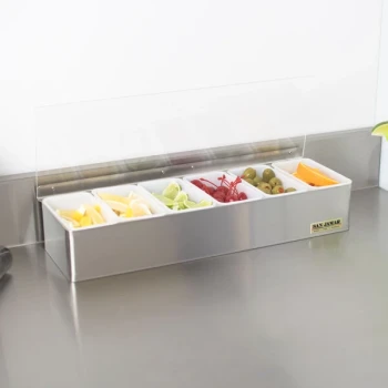 San Jamar B4186L 6-Compartment Stainless Steel Condiment Bar