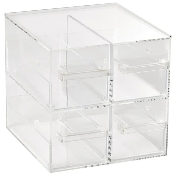 Vollrath SBB2X2 Cubic Four Drawer Clear Acrylic Bread Box with Reusable Chalkboard Labels and Chalk
