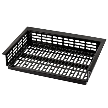 TableCraft CW1072BK Simple Solutions 21 1/4" x 14 7/8" x 3" Black Cast Aluminum Perforated Single Cold Well Drop-In Template