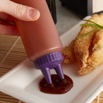 Vollrath 2208-1354 Traex® Color-Mate™ 8 oz. Clear Twin Tip™ Standard Squeeze Bottle with Purple Cap