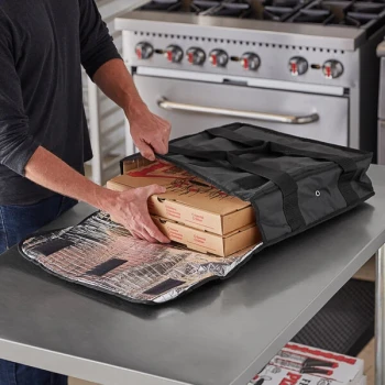 American Metalcraft BLDX1805 Deluxe Black Polyester Pizza Delivery Bag, 18" x 18" x 5" - Holds Up To (2) 16" Pizza Boxes