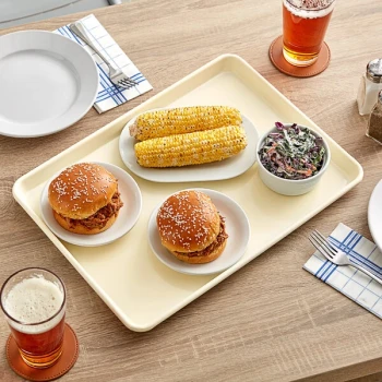 Baker's Lane Half Size 18 Gauge Non-Stick 13 inch x 18 inch Ivory Wire in Rim Aluminum Bun / Sheet Pan / Tray