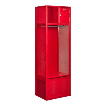 Hallowell 24" x 18" x 75" Open-Front Welded Steel Red Sports Locker with Security Box and Foot Locker WSBF482-1C-RR