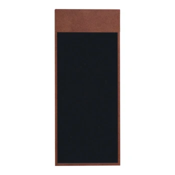 H. Risch, Inc. 4 1/4" x 11" Brown Tuxedo Leather Customizable 1 View Magnetic Hardback Menu Board