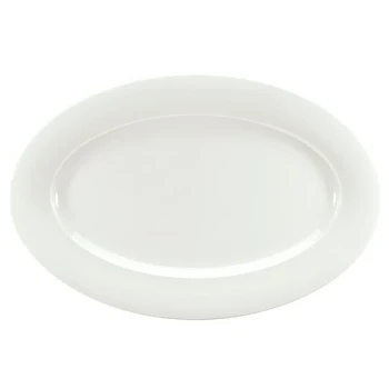 Schonwald 9192023 Avanti Gusto 10" x 7 1/4" Continental White Porcelain Oval Platter - 6/Case