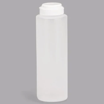 TableCraft 2108C-1 8 oz. Clear Hinge Top Squeeze Bottle with 38 mm Opening - 12/Pack