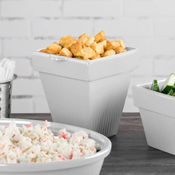 TableCraft CW1470N 2 Qt. Natural Cast Aluminum Square Condiment Bowl