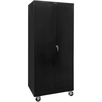 Hallowell 36" x 24" x 72" Black Mobile Storage Cabinet with Solid Doors - Assembled 415S24MA-ME