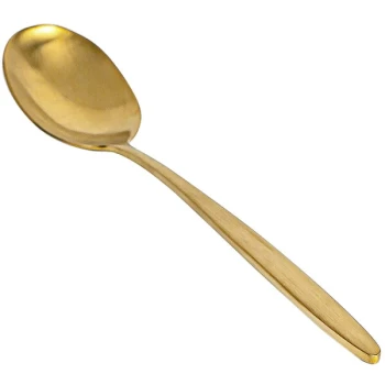 Front of the House Luca Colored 8" 18/10 Stainless Steel Extra Heavy Weight Matte Brass Dinner / Dessert Spoon - 12/Case