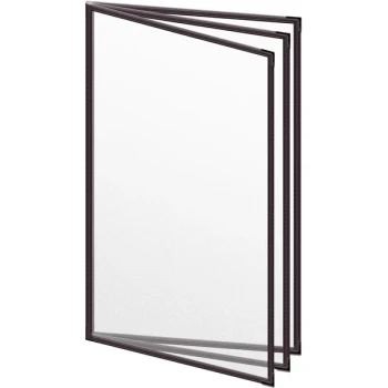 H. Risch, Inc. TETB Deluxe Sewn 8 1/2" x 14" Brown 6 View Vinyl Menu Cover with Black Smooth Corners and Matte Finish