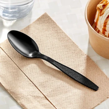Choice Black Extra Heavy Weight Polystyrene Plastic Teaspoon - 1,000/Case