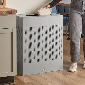 Rubbermaid® FGSR18EPLSM Silhouettes Metallic Silver Steel Designer Rectangular Trash Can - 22.5 Gallon