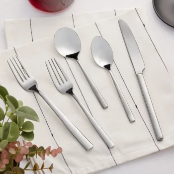 Acopa Skyscraper 18/8 Stainless Steel Extra Heavy Weight Flatware 5-Piece Set - Sample