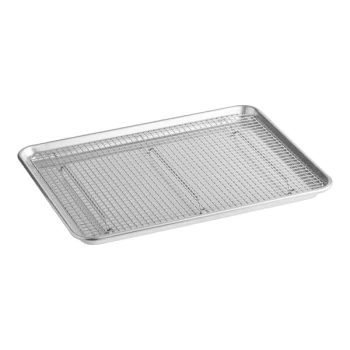Baker's Lane Half Size 18 Gauge 13 inch x 18 inch Wire in Rim Aluminum Sheet Pan with Stainless Steel Footed Cooling Rack