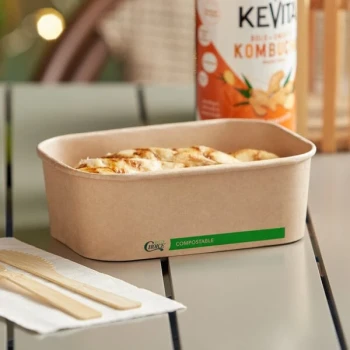 EcoChoice 24 oz. Rectangular Kraft Bio-Lined Take-Out Container - 300/Case