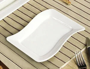 CAC SOH-34 Soho 9" x 6 1/4" Ivory (American White) Rectangular Stoneware Platter - 24/Case