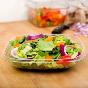 Sabert 18024B300 Bowl2 24 oz. Clear PET Square Deli / Catering Bowl - 300/Case