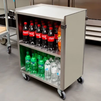 Lakeside 610BS 3 Shelf Standard Duty Stainless Steel Utility Cart with Enclosed Base and Beige Suede Finish - 16 1/2" x 27 3/4" x 32 3/4"