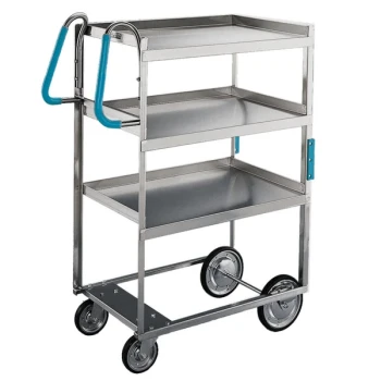 Lakeside 7025 Heavy-Duty Stainless Steel Three Shelf Ergo-One System Utility Cart - 21 5/8" x 41 3/8" x 46 3/4"