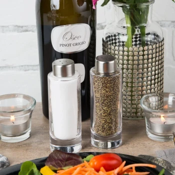 American Metalcraft GSPC Vintage Collection 2 oz. Smooth Round Glass Salt and Pepper Shaker Set - 12/Case