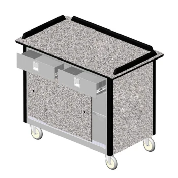 Lakeside 69020GS Stainless Steel Beverage Service Cart with 2 Utility Drawers and Gray Sand Laminate Finish - 26" x 44 1/2" x 37 3/4"