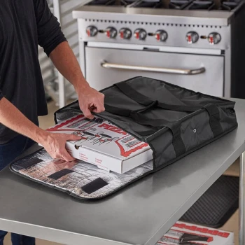 American Metalcraft BLDX2005 Deluxe Black Polyester Pizza Delivery Bag, 20" x 20" x 5" - Holds Up To (2) 18" Pizza Boxes