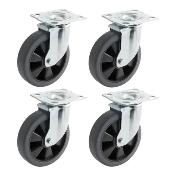 Lancaster Table & Seating 5 inch Swivel Caster with Poly Tread for Carpeted Luggage Carts - 4/Pack