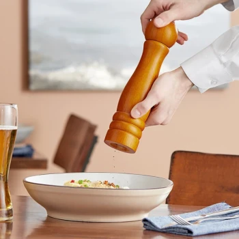 Acopa 10" Matte Brown Wooden Salt / Pepper Mill