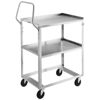 Lakeside 6600 Standard-Duty Stainless Steel Two Shelf Ergo-One System Utility Cart - 28" x 16 1/2" x 44 3/8"