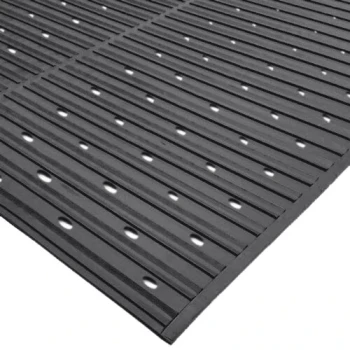 Cactus Mat 1631R-C3V Ni-Rib 3' x 60' Black Perforated Nitrile Rubber Runner Mat Roll - 1/4" Thick