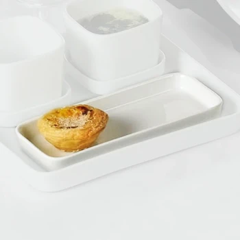 CAC F-RT8 Fortune 7 3/4" x 3 1/2" White Porcelain Rectangular Tasting Tray - 24/Case