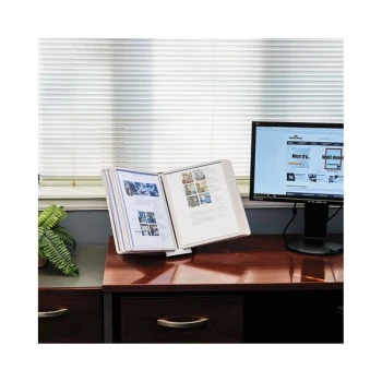 Durable 554210 SHERPA 10" x 5 5/8" x 13 1/2" Gray Borders 10 Panel Desktop Reference System