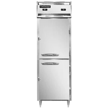 Continental Refrigerator D1RFSN-SS-HD 26" Solid Half Door Shallow Depth Dual Temperature Reach-In Refrigerator/Freezer