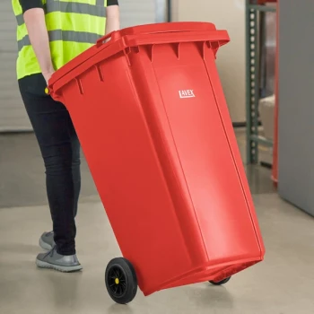 Lavex 64 Gallon Red Wheeled Rectangular Trash Can with Lid