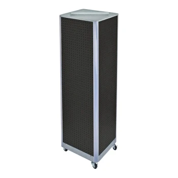 Azar Displays 20" x 20" x 65 1/16" Black High-Impact Styrene 4-Sided Pegboard Mobile Floor Display 700406-BLK