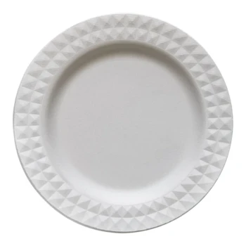Jungle Decor 7" No PFAS Added Compostable Sugarcane Pulp Plate - 100/Sample