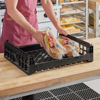 Orbis BB 207 24" x 20" x 6" Black Polyethylene Bakery Bread Tray / Bread Rack